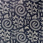 Black Warli tribal print fabric