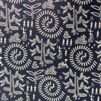 Black Warli tribal print fabric