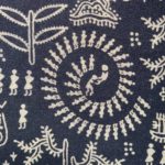 Black Warli tribal print fabric