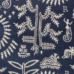 Black Warli tribal print fabric