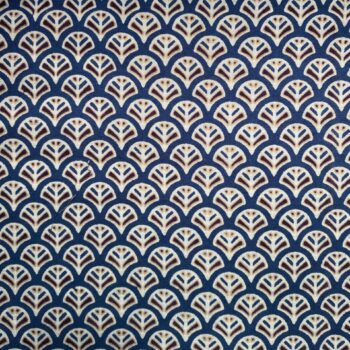 Fan print fabric - blue / red