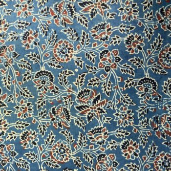 Allover blue red flower print fabric