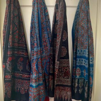 Block print ajrakh cotton scarf