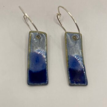 3-tone blue ceramic rectangular earrings