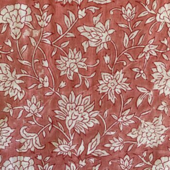 Salmon flower print Indian fabric