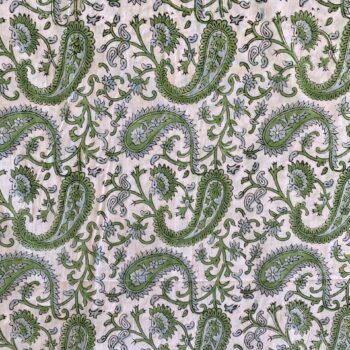 Green paisley print Indian fabric