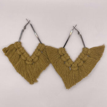 Avocado hand-knotted macrame V-shaped earrings