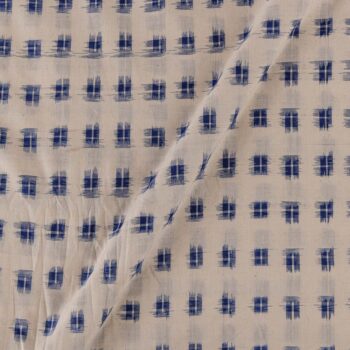 Handloom off-white blue ikat fabric