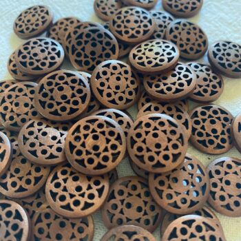 Unique Natural Wood Carved Buttons | 2 hole | 18mm
