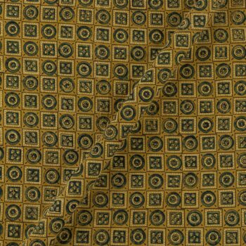 Ajrakh mustard natural dye geometric block print