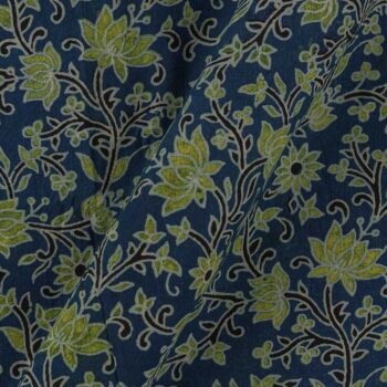Cotton Barmer ajrakh indigo jaal block print fabric