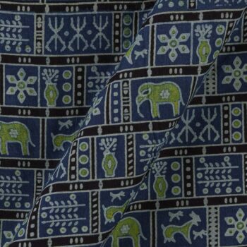Barmer ajrakh indigo tribal inspired block print fabric