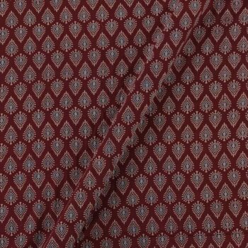 Barmer ajrakh maroon leaves block print fabric