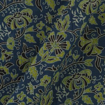 Cotton Barmer ajrakh indigo floral jaal block print fabric