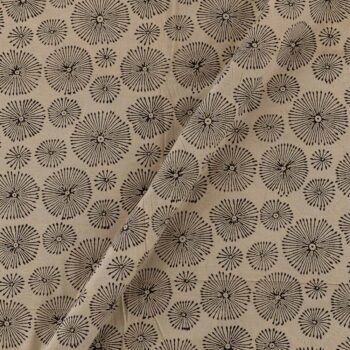 Bagru off-white geometric pattern hand block print fabric - 1mtr