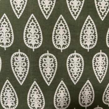 Khaki white leaf print fabric