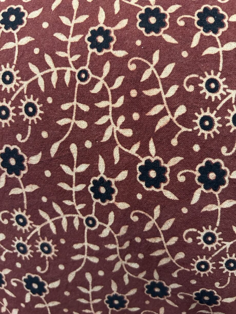 Indian red black flower fabric