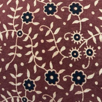 Indian red black flower fabric
