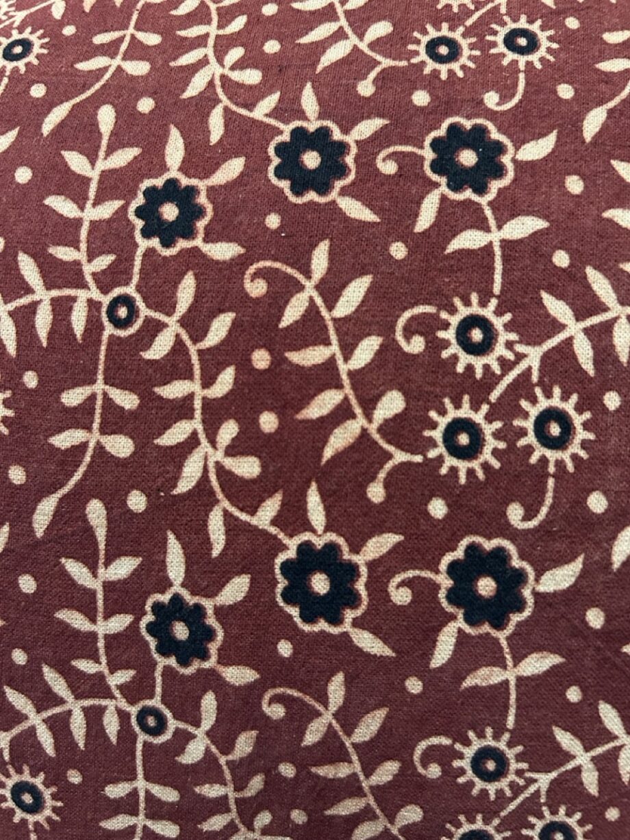 Indian red black flower fabric