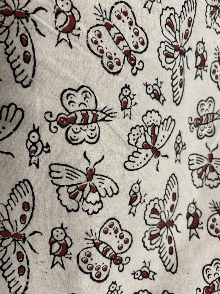 Butterfly & bird printed fabric