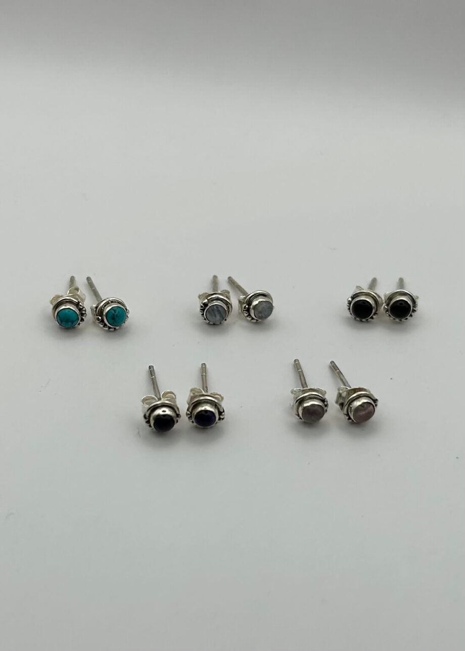 Sterling silver gemstone stud earrings