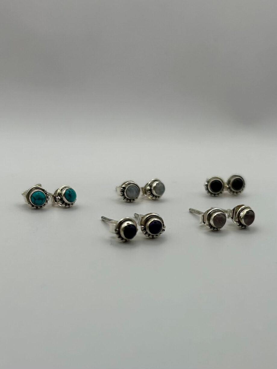 Sterling silver gemstone stud earrings