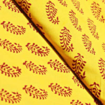 Yellow Special Bagh Block Printed Cotton Fabric 1.8 Metre