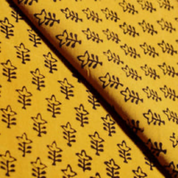 Mustard Yellow Bagh Cotton Handblock 1.9 Metre