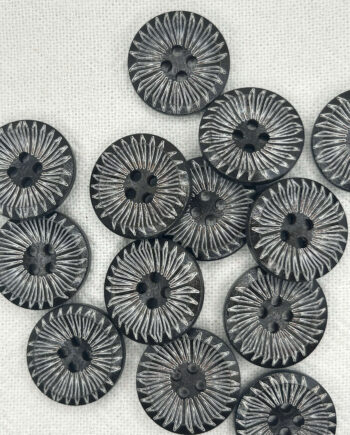 20mm Natural Wood Button - Black Sunburst, 4-Hole Button