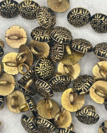 10mm Antique Look Flower Metal Button, Shank Style