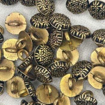 10mm Antique Look Flower Metal Button, Shank Style