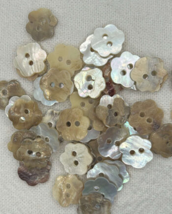 15mm Natural Shell Flower Button, 2-Hole Handmade Craft Button