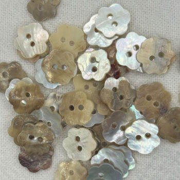 15mm Natural Shell Flower Button, 2-Hole Handmade Craft Button