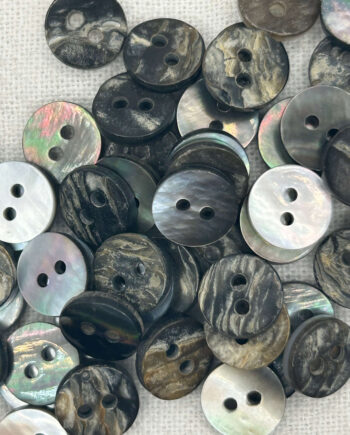 10mm Black Seashell Button, 2-Hole Handmade Sewing Button