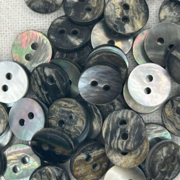 10mm Black Seashell Button, 2-Hole Handmade Sewing Button
