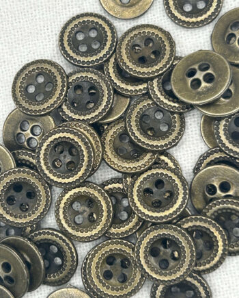 10mm Golden Antique Look Metal Button, 4-Hole