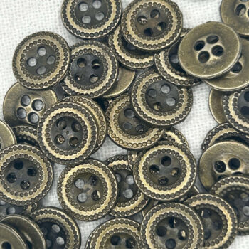 10mm Golden Antique Look Metal Button, 4-Hole