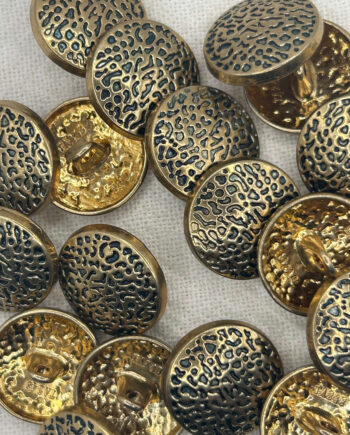 18mm Aged Golden Print Metal Button, Shank