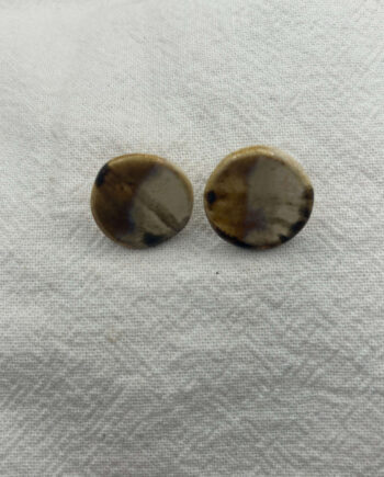 Sepia and coffee ceramic circle stud earrings