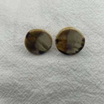 Sepia and coffee ceramic circle stud earrings