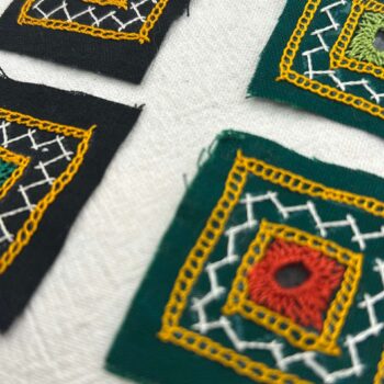 Small Green Kutch Hand Embroidered Patch