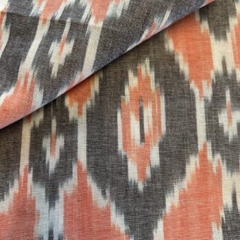 Orange & Coffee Ikat Fabric