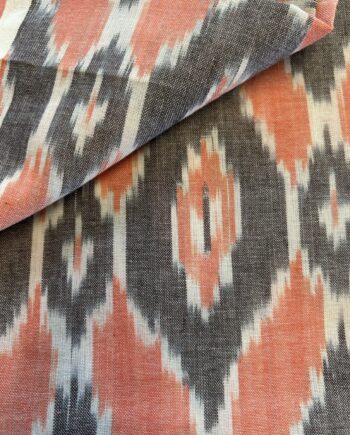 Orange & Coffee Ikat Fabric