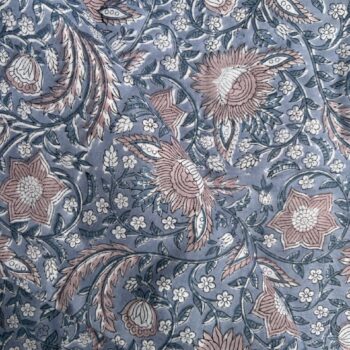 Periwinkle Blue Hand Block Print Cotton Fabric