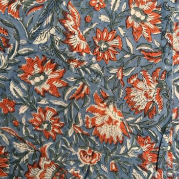 Earthy Teal & Burnt Orange Jaal Fabric