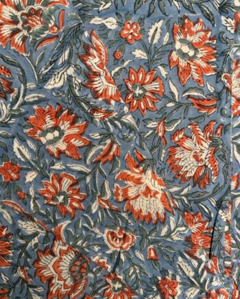 Earthy Teal & Burnt Orange Jaal Fabric