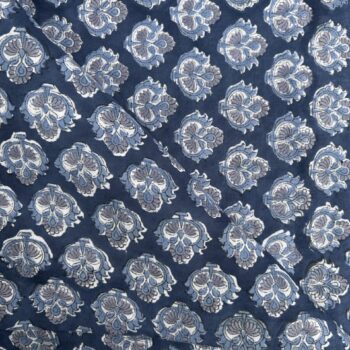 Classic Indigo Colour Buta Hand Block Printed Artisan Cotton Fabric