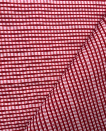 Crimson & Pink Micro-Gingham Check Cotton Fabric