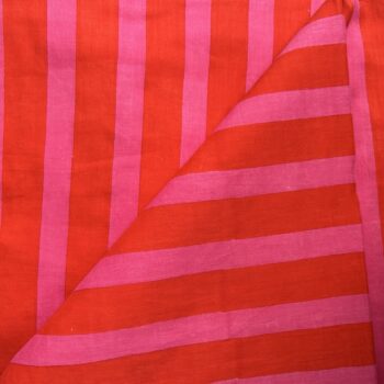 Bold Raspberry & Cherry Pink Wide Striped Cotton Fabric