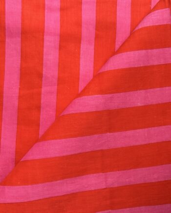Bold Raspberry & Cherry Pink Wide Striped Cotton Fabric